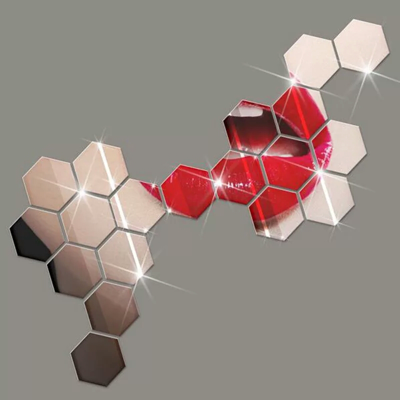 Pasqyra 6 Këndëshe 3D Murale - Figura 10